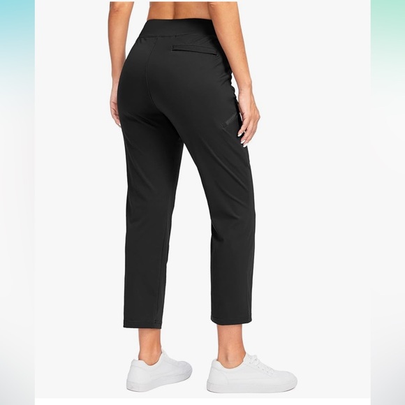 Santiny Women’s Black High Waist Stretch 7/8 Ankle Golf / Athletic Pants - Picture 3 of 13